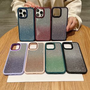 Estuches de acrílico duro cromado con brillo de Bling para iPhone 15 14 Plus 13 12 11 Pro Max Plating Metálico Degradado Magnético Brillante PC de lujo Plástico Suave TPU Cubierta del teléfono móvil