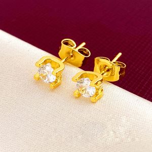 3D Square Shining CZ Zircon Crystal Diamond Moucles d'oreilles Stumps pour femmes Designer de marque 18K Gold Rose en acier inoxydable boucles d'oreille Bouculates d'oreilles bijoux