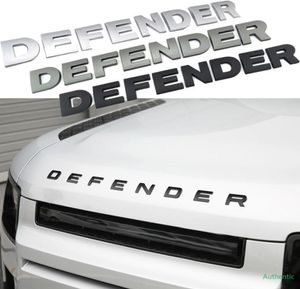 3D STEREO Letters Badge Logo Sticker Abs for Defender Head Hood Plate à la plaque signalétique noire Gris Silver Decal Car Styling7373063