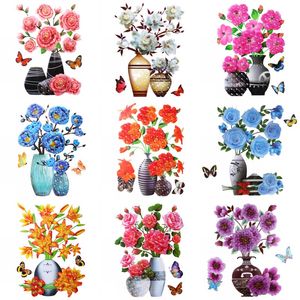 3D Stereo Wall Stickers Simulation Flower Vase Self-adhesive Wall Aesthetic Romantic Mural For House Room Door Fridge Decals