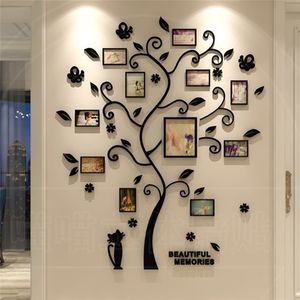 Autocollant d'arbre 3D en acrylique, Photo pour autocollant mural, décoration en forme d'arbre, décoration de maison, affiche murale suspendue