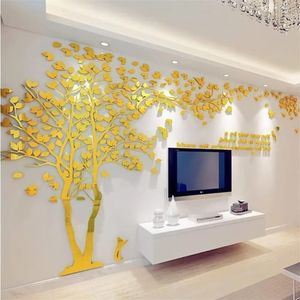 Autocollants muraux d'arbre 3D – Stickers muraux d'arbre et d'oiseaux, autocollants d'arbre de couple familial, décoration murale pour salon, chambre à coucher, 240127