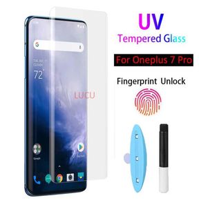 Verre trempé 3D UV HD pour Oneplus 1 7 Pro, protecteur d'écran à colle complète pour One Plus 7t Pro, Film de protection Glass3369606