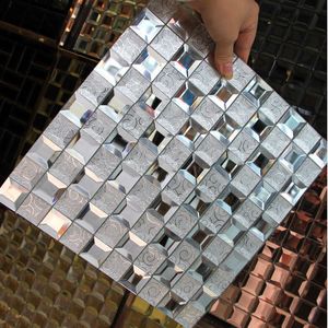 3D Panneau Mural 1 Pcs 3D Brillant Diamant Miroir Cristal Verre Mosaïque Carreaux Showroom KTV Mur Décor Carrelage Home Office Backsplash Décor Stickers Muraux 230715