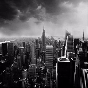 Papier mural 3D Simple Black and White City Building New York Wall Mural Wallpaper