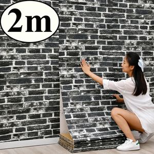 3D Wall Sticker 70cmx2m Continu Rétro Imitation Brique Papier Peint Auto-Adhésif Étanche WallcoveringLiving Room Wall Decor