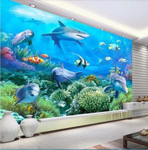 Papier peint 3d personnalisé po mural Nemo dauphin TV fond mur paysage 3d amélioration de l'habitat 2017933