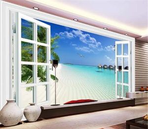 Papel pintado 3d Mediterráneo ventana 3D paisaje sala de estar dormitorio Fondo decoración de pared Mural papel tapiz