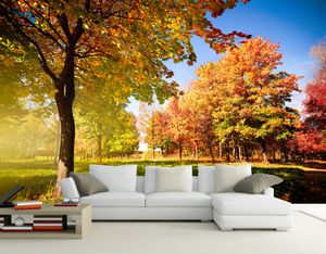 3D Wallpaper Mural Decor Photo Backdrop Otoño paisaje de maderas Art Mural para la sala de estar Large Painting Home Decor