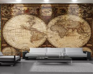 Papel tapiz 3d Paredes Papel tapiz con impresión digital 3d Mapa del mundo europeo retro Papel tapiz con foto 3D personalizado Decoración para el hogar