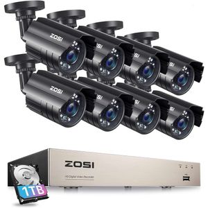 Système de caméra de sécurité 3K Lite 8CH avec détection humaine / véhicule AI, vision nocturne, H.265, 5MP, 8 canaux CCTV DVR avec disque dur de 1 To, 8pcs 1920TVL 1080p extérieur / intérieur