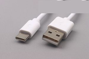2.0a 1m 3ft Type C Date Câble de charge 60 PCS Cuivre pur USB 3.1 blanc noir 100pcs / lot