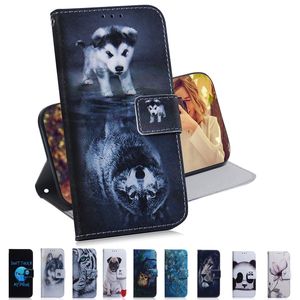 Étuis portefeuille en cuir animal pour Samsung A34 5G A54 A04E A24 4G Motorola MOTO G73 G13 G23 G53 E13 Fleur Lion Panda Chien Loup Tigre Hibou Fente pour carte ID Flip Cover Folio Pouch