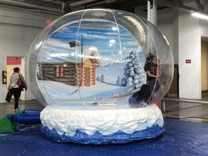Boule à neige gonflable de 3M de diamètre, avec ventilateur, décoration de noël, produit, cabine Photo à dôme transparent