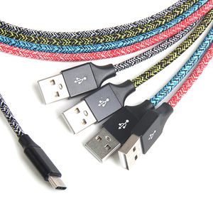 Cable de carga rápida de buena calidad 3M para Cable USB Micro de 5 pines Cable trenzado de nailon de carga rápida 2A Paquetes de accesorios para Samsung