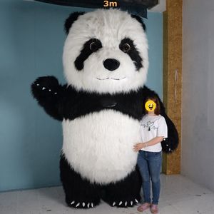 Costume de mascotte de Panda en fourrure gonflable énorme de 3m, Costume complet portable pour la marche et le divertissement, marketing et divertissement