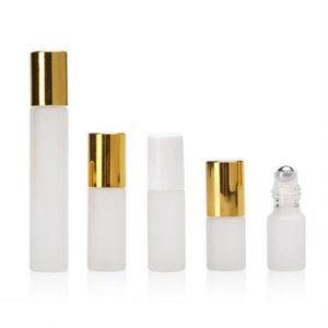 3ML 5ML 10ML Botella Rollon esmerilada con bola de rodillo de acero inoxidable Botella roll-on Aceite esencial Fragancia Contenedor Tubo Vial Golden C Pchj