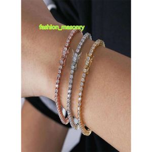 3mm CZ Diamant Bracelet Bijoux Classiques Hip Hop Tennies Bracelet En Or Blanc 18 Carats Remplissage Trois Couleurs Fête De Haute Qualité Femmes Hommes Chai2757630