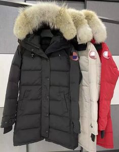 3pc Diseñador Fashion Winter Women Down Chaqueta larga Wome canadiense Song se extiende el abrigo blanco Downs Women Fur Parka Cálido