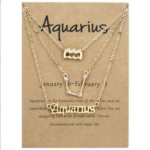 3pcs 12 Constellation Pendentif Collier Astrologie Horoscope Vieil Anglais Signe du Zodiaque Colliers Bijoux avec Message Carte pour Femmes Filles Bijoux