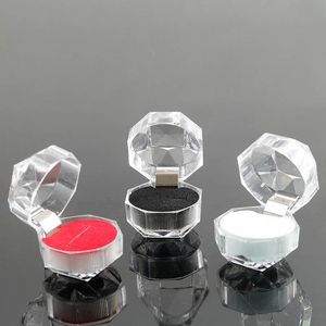 3PCS 3 Color Hot Vente Bijoux Package Bague d'oreille Boîte d'oreille en acrylique Proposition de mariage Transparent Boîte cadeau de la Saint-Valentin