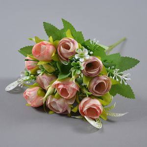 Bouquets de roses de thé artificielles, 3 pièces, faux boutons de fleurs pour la saint-valentin, décoration de mariage à domicile