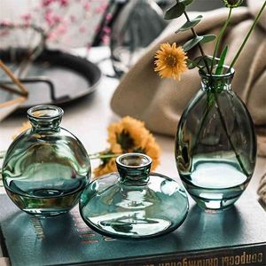 3 pièces classique créatif Mini Vase Top qualité verre Transparent maison déco salon réactif bouteilles fleur Vase en gros 210409