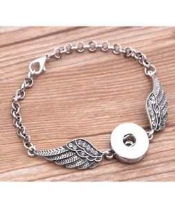 3pcs Crystal Angel Wings Bracelets Bangles Antique Silver DIY Ginger Snaps Button Bouton Bracelets de style Nouveau style 4ENQD6763692