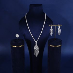 3pcs décor dubai pour femmes costumes de bijoux de bijoux pour les mariées de luxe rhodium platine placing bijoux musulman240403