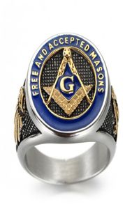 3PCS Fashion Mason Master Masonic Band Ring Men039s 316l en acier inoxydable Soleil et Moon Star Gold Silver Jewelry Gifts7359856