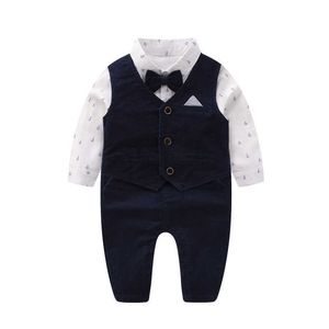 3pcs infantile gentleman tenues bébé garçons vêtements ensemble né anniversaire baptême vêtements costume enfant chemise blanche + gilet + pantalon 210615