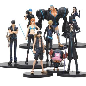 3 unids / lote Anime One Piece Gold Ver Monkey D Luffy Tony Chopper Brook Sanji Nami Zoro Robin Usopp PVC Figura de acción Juguetes Muñeca X0503