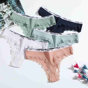 3Pcs/Lot Sexy Cotton Thong Women Lace Low Waist Panties Letter Underwear Ladies Briefs Lingere Panty Underware Female Lingerie L230626