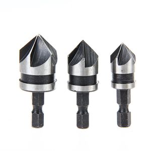 3PCS / SET 90 DEGRE 1/4 HEX 5/4 HEX 5 CHAMFFER DEBURRING DE PRÈS DE FORAGE DE FORAGE DE FORAGE DE MILLEUR POUR TRANSMOIGNAGE DE TOURNAGEUR MÉTAL 12-19MM