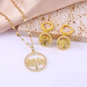 3pcs/set Celtic Tree of Life Jewelry Set Pendientes de moda Collar colgante Da luz femenina Diseño de nicho de lujo