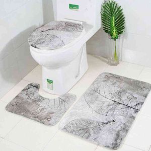 3 pièces/ensemble classique imprimé tapis de bain tapis antidérapant oilet couvercle couverture salle de bain tapis salle de bain Pad ensemble fournitures 211109