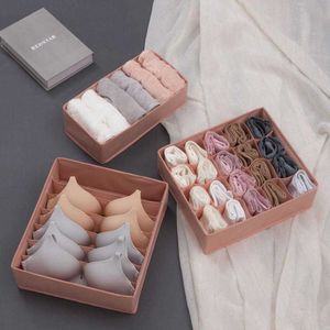 3PCS / Set Organisateur de sous-vêtements en tissu non tissé Soutiens-gorge chaussettes Organisateur de tiroir Boîte de sous-vêtements pliable Armoire boîte de rangement de vêtements T200319