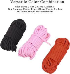 3 pièces cordes sexuelles en coton doux Kit de retenue de corde de bondage pour jeux sexuels pour adultes pour femmes hommes Couple sangle BDSM utilisation pour le jeu de retenue de lit