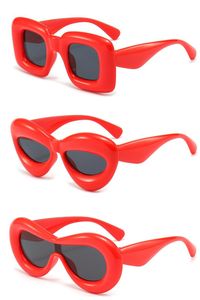 Gafas de sol infladas cuadradas + ojo de gato de moda para mujer, gafas de sol sexis con labios, montura gruesa, gafas de una pieza para fiesta