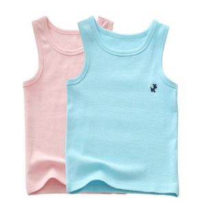 3pcs Wholesale Children Girls Candy Color Baby Boys Graphic Tee Cotton Vest Tops Kids Summer Clothes Sleeveless T-Shirt