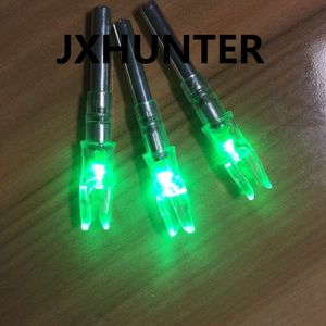 3PK tir à l'arc chasse composé arc carbone flèche queues lumière LED éclairée flèche encoche pour ID 6.2mm flèches couleur verte