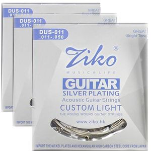 3 set / lote 011-050 ZIKO DUS-011 Cuerdas de guitarra acústica partes de guitarra instrumentos musicales al por mayor Accesorios