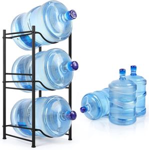 Soporte para botellas de agua de 3 niveles, estante para jarra enfriador de agua de 5 galones, estante de almacenamiento resistente