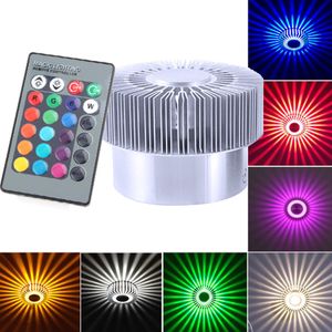 Lámpara de pared LED montada de 3W, lámpara de efecto RGB integrada, rayos de proyección de girasol, luz de techo decorativa para pasillo interior, AC85-265V