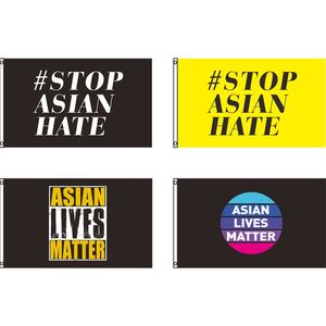 3x5 FT Stop Asian Hate Flag Lives Matter Bannière Polyester 3d Impression Personnalisation Anti Racisme Affiche Slogan Toile de Fond TR0003
