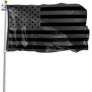 Bandera americana negra de 3x5 pies, poliéster, sin cuarto, bandera de protección histórica de EE. UU., bandera de doble cara para interiores y exteriores xx5