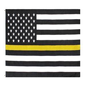 3x5Fts Thin Yellow Line flag Gold Répartiteurs d'urgence Truck Tow Drivers Recovery Public Safety Security Guards Loss339b