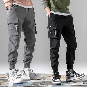 3XL XXXL multi-poches taille élastique conception sarouel hommes Streetwear Punk Hip Hop pantalons décontractés Joggers mâle danse pantalon Y0927