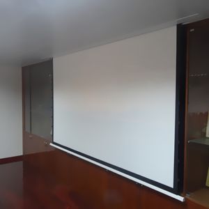 4:3 Recessed ceiling electric projector screen built in projector inceiling screen with fiberglass, RF remote control