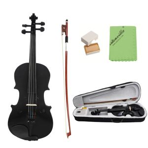 4/4 Full Size Black Lightweight Acoustic Violin Fiddle with Case Bow Rosin for Violin Beginners
